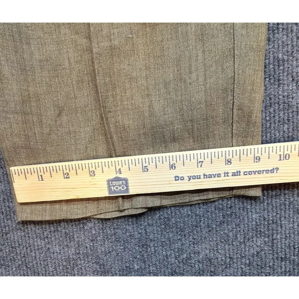 Tommy Bahama Mens Pleated 100% Linen Pants Size L Tan Beige Elastic Waist Preppy